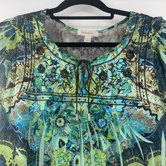 Vintage green blue boho baby doll top size medium Bella swan twilight - Picture 7 of 9